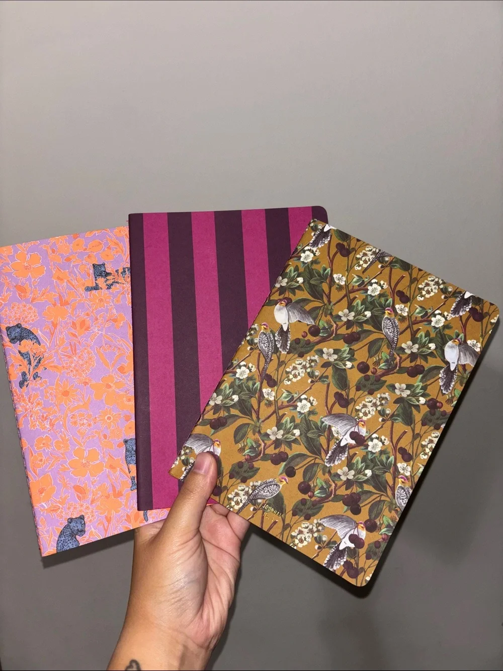 Anthropologie Bird & Floral Notebook — Mustard and Navy